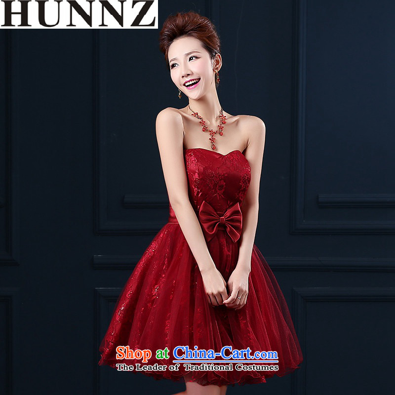      Toasting Champagne Services 2015 new HUNNZ stylish wedding dress short of bride sweet anointed chest bridesmaid M,HUNNZ,,, serving wine red shopping on the Internet