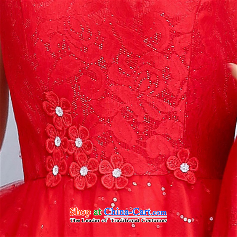 2015 Autumn and Winter Ms. new large red bridal dresses two kits evening dress the yarn round-neck collar flowers adorned in long skirt Princess Bride skirt 1 red XXL,UYUK,,, shopping on the Internet