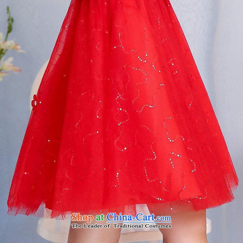 2015 Autumn and Winter Ms. new large red bridal dresses two kits evening dress the yarn round-neck collar flowers adorned in long skirt Princess Bride skirt 1 red XXL,UYUK,,, shopping on the Internet