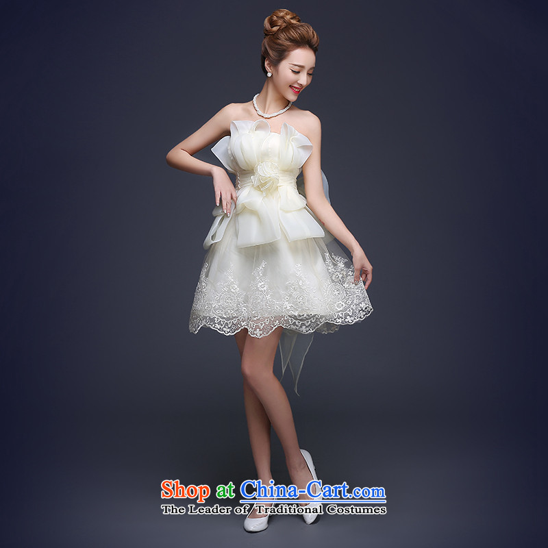 2015 Autumn and winter new dresses and sexy anointed chest bride bows service, service and bridesmaid chest marriage small dress White M standard code for Sau San 3-5 Day Shipping Kidman) (nicole richie) , , , shopping on the Internet