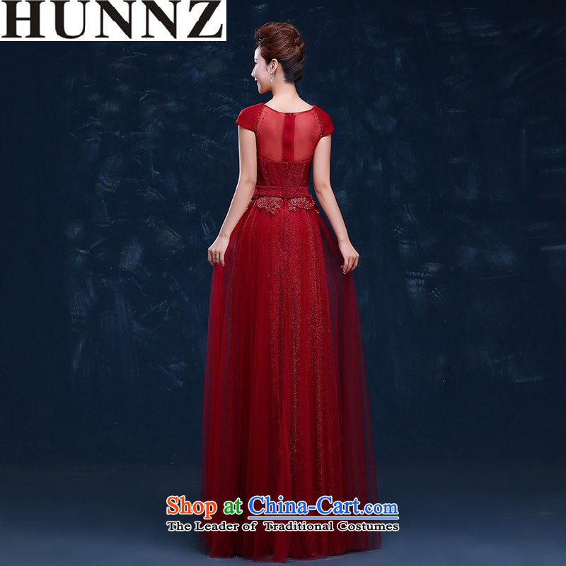      Toasting champagne HUNNZ Services 2015 new spring and summer trendy first field shoulder lace long evening dress bridesmaid services deep red XL,HUNNZ,,, shopping on the Internet