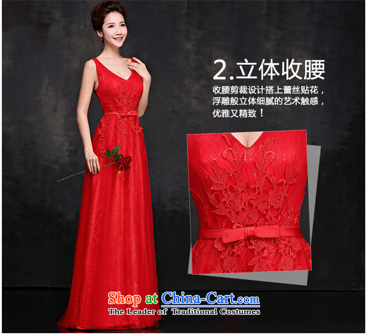 2015 Korean-style HUNNZ V-Neck stylish bride dress evening dress bows service banquet lace long sleeveless RED M picture, prices, brand platters! The elections are supplied in the national character of distribution, so action, buy now enjoy more preferential! As soon as possible.