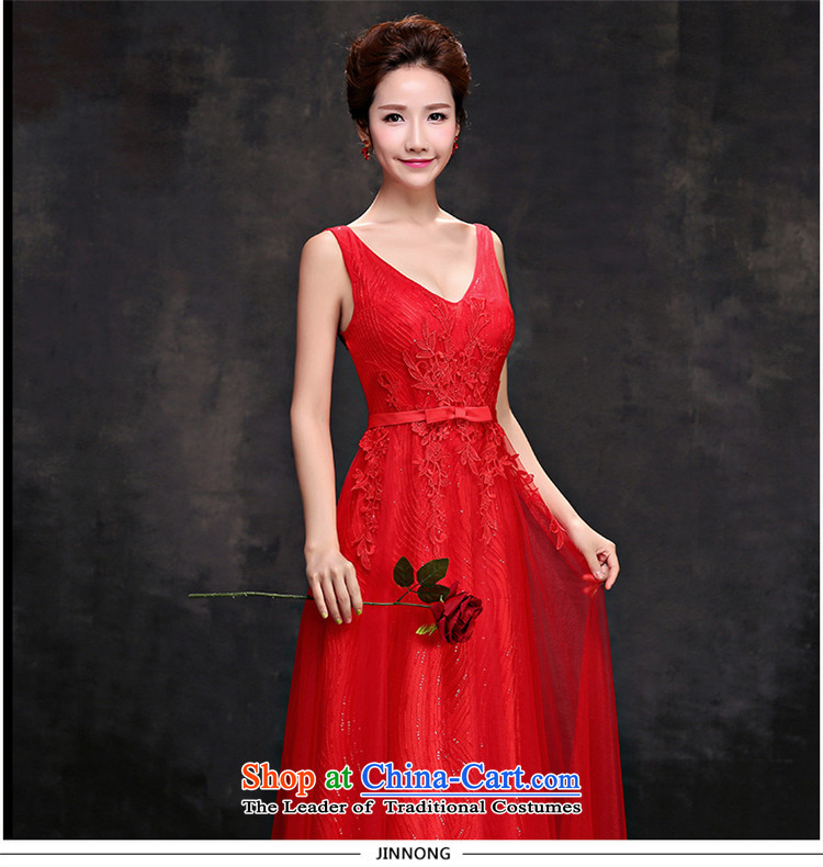 2015 Korean-style HUNNZ V-Neck stylish bride dress evening dress bows service banquet lace long sleeveless RED M picture, prices, brand platters! The elections are supplied in the national character of distribution, so action, buy now enjoy more preferential! As soon as possible.