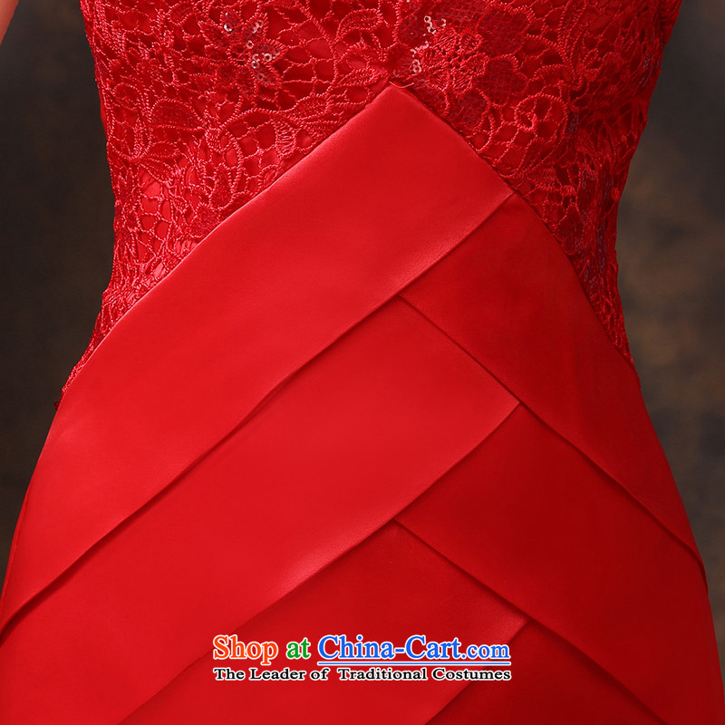 2015 Short of HUNNZ spring and summer bride wedding dress is simple and stylish large banquet evening dresses red L,HUNNZ,,, shopping on the Internet