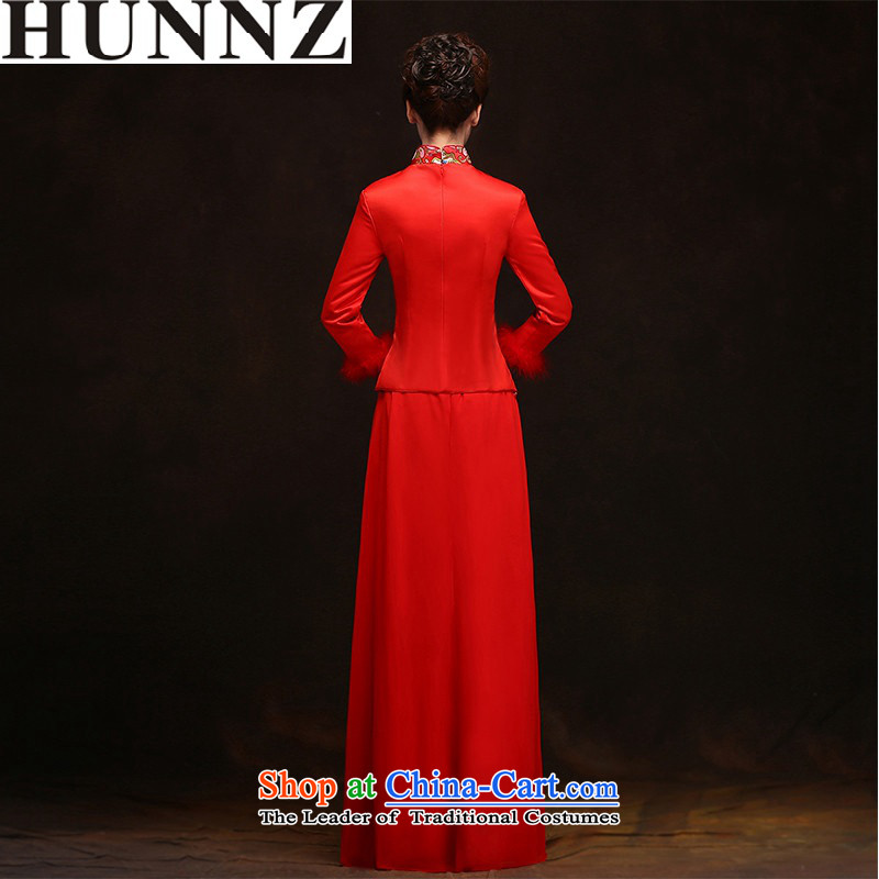 2015 Red long HUNNZ Bridal Services large retro bows banquet evening dresses bridesmaid services red XXL,HUNNZ,,, shopping on the Internet