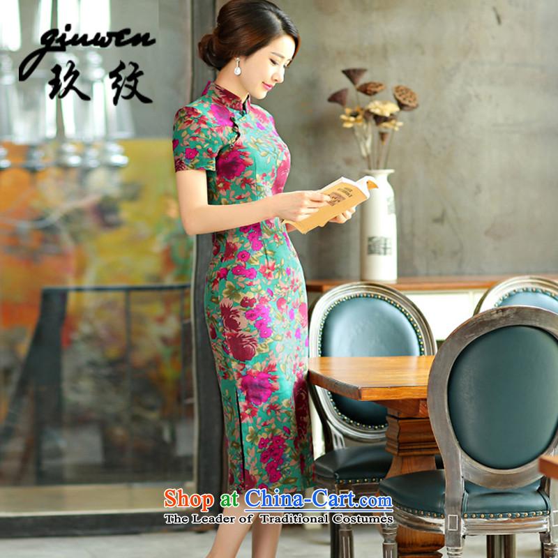 The new term of Ko Yo retro graphics in Short Thin Sau San large cuff improved linen long skirt N-321-9007 cheongsam pink M Ko Yo (giuwen) , , , shopping on the Internet