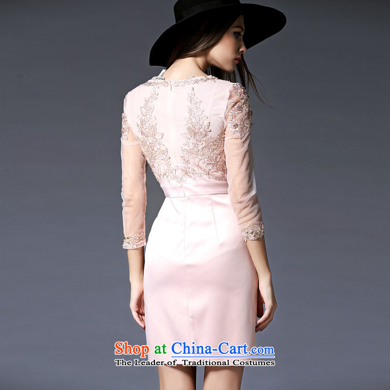 The OSCE Poetry Film 2015 new female 7 round-neck collar banquet nights cuff replace the door onto dress bridesmaid to marry heavy industry for the Pearl River Delta embroidered bride bows to the skirt light red M, Europe (oushiying poem) , , , shopping on the Internet