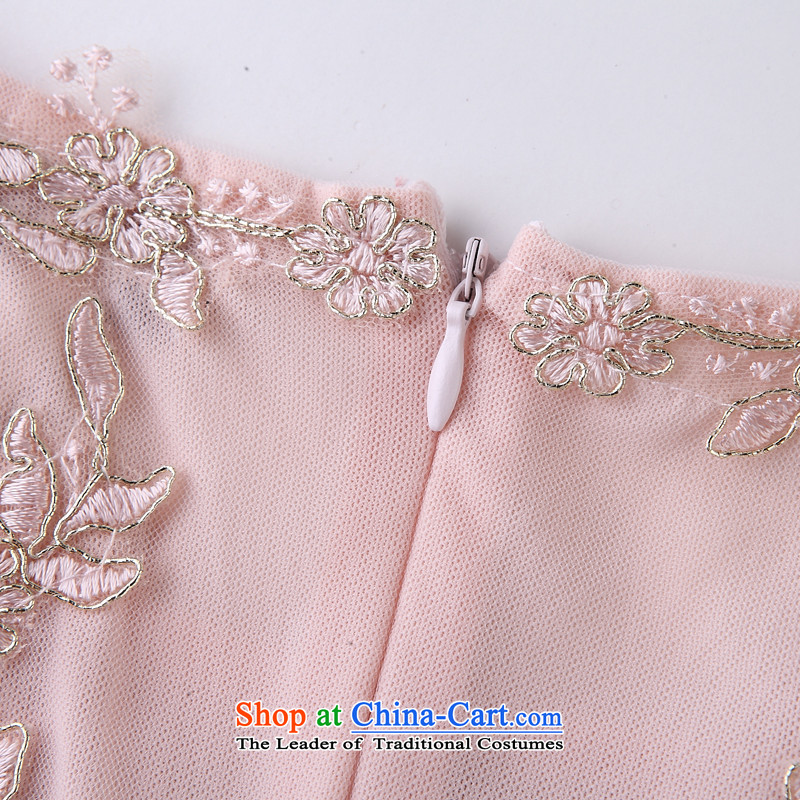 The OSCE Poetry Film 2015 new female 7 round-neck collar banquet nights cuff replace the door onto dress bridesmaid to marry heavy industry for the Pearl River Delta embroidered bride bows to the skirt light red M, Europe (oushiying poem) , , , shopping on the Internet