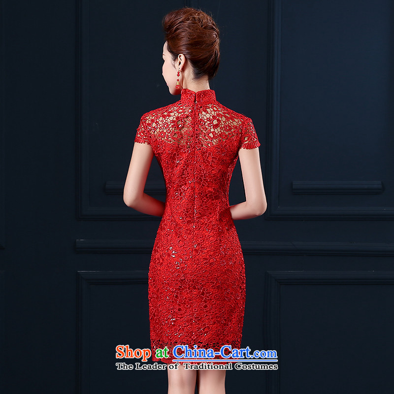 2015 Long dresses HUNNZ short, Retro Solid Color bride wedding dress banquet evening dresses red red XL,HUNNZ,,, shopping on the Internet