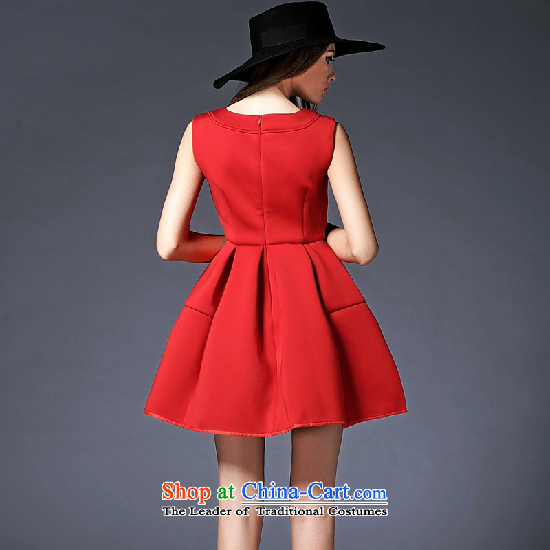 The OSCE Poetry Film 2015 autumn and winter new product round-neck collar vest skirt temperament bon bon skirt red wedding dress skirt bridesmaid dresses back door onto Red M, Europe (oushiying poem) , , , shopping on the Internet