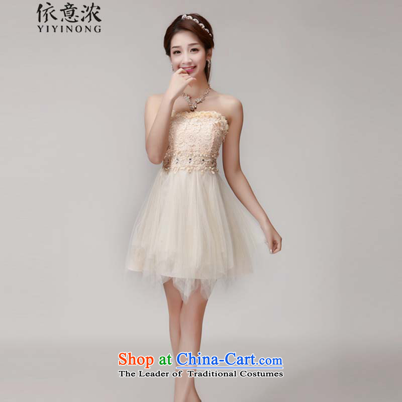 In accordance with the meaning strong? in the summer manually staple 1013_2015 Pearl diamond temperament and Sau San chest dresses bridesmaid groups dress skirt apricot?M