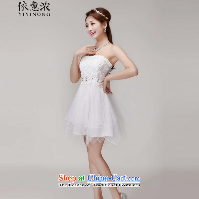 In accordance with the meaning strong  in the summer manually staple 1013#2015 Pearl diamond temperament and Sau San chest dresses bridesmaid groups dress skirt apricot color with M thick (YIYINONG intended for online shopping has been pressed)