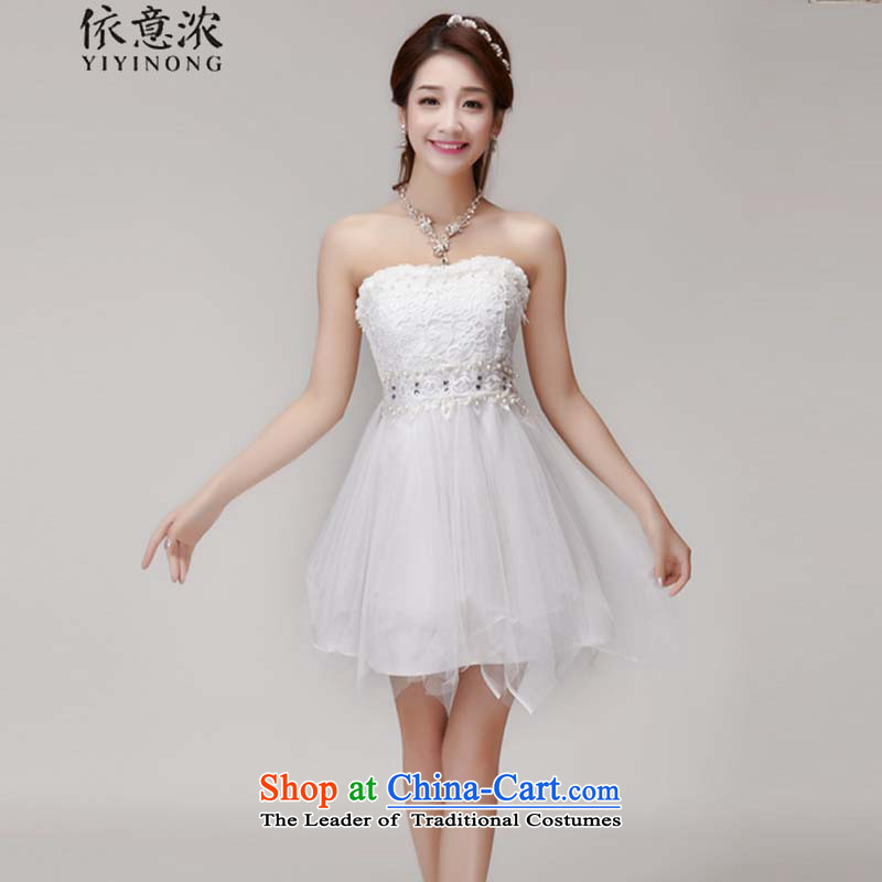 In accordance with the meaning strong  in the summer manually staple 1013#2015 Pearl diamond temperament and Sau San chest dresses bridesmaid groups dress skirt apricot color with M thick (YIYINONG intended for online shopping has been pressed)