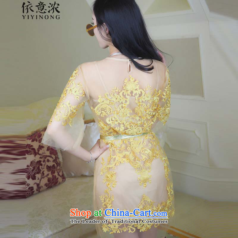 In accordance with the intent  of the Meinung 0688#2015 gold embroidery aristocratic banquet dress 2 piece sexy fluoroscopy lace skirt picture color S, according to the italian YIYINONG enrichment () , , , shopping on the Internet