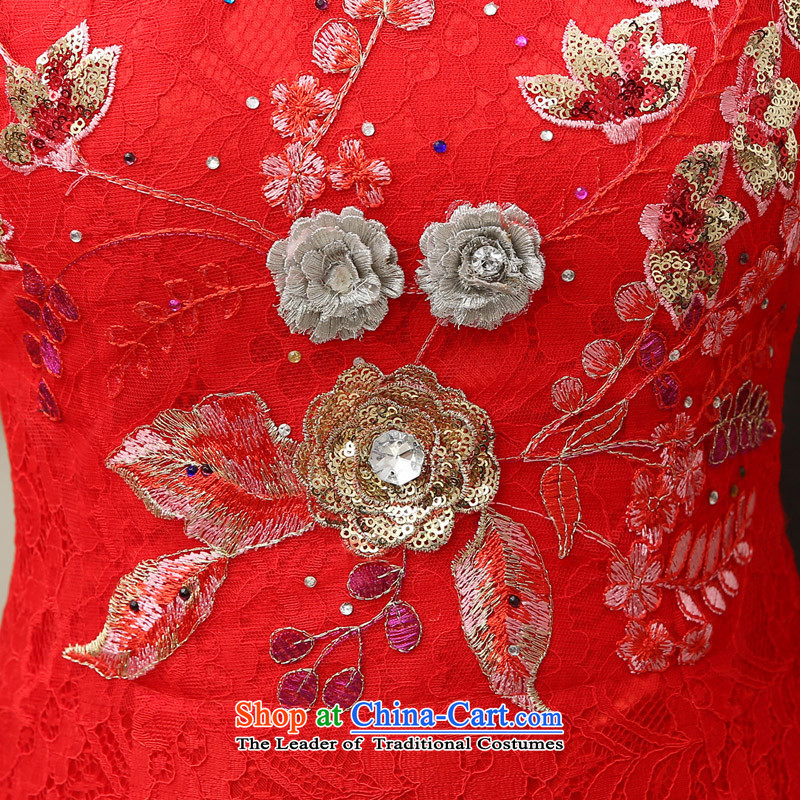 2015 Long retro HUNNZ embroidery saika bride wedding dress red banquet service red M,HUNNZ,,, bows shopping on the Internet