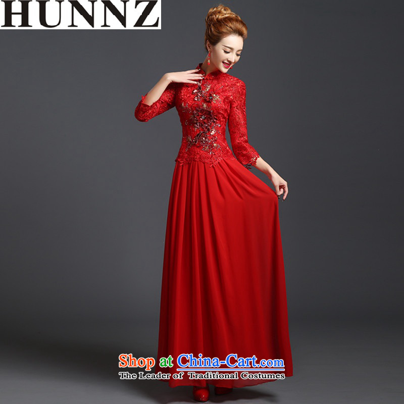 Toasting champagne served by 2015 HUNNZ bridesmaid Service Bridal wedding dress red elegant floral long gown red XXL,HUNNZ,,, shopping on the Internet
