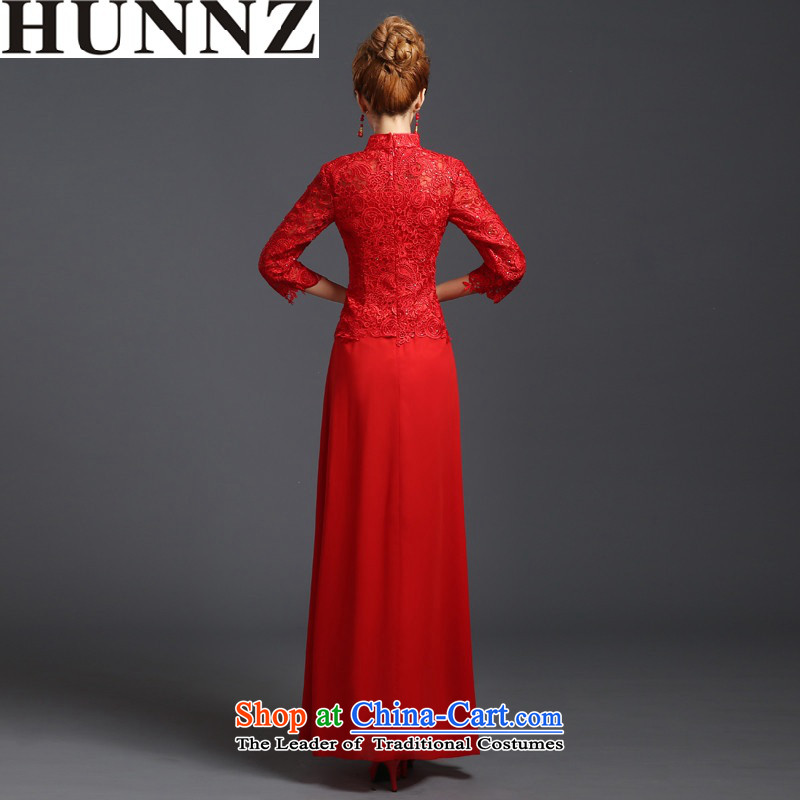 Toasting champagne served by 2015 HUNNZ bridesmaid Service Bridal wedding dress red elegant floral long gown red XXL,HUNNZ,,, shopping on the Internet
