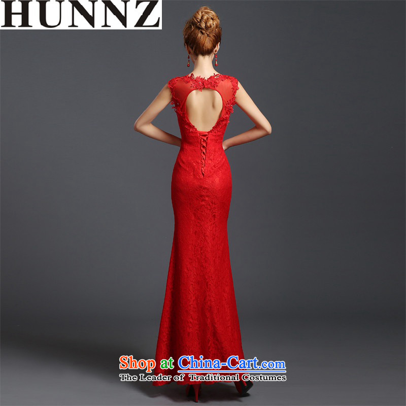      Toasting champagne served bridesmaid HUNNZ Services 2015 new summer national wind long sleeveless bride wedding dress red XXL,HUNNZ,,, shopping on the Internet