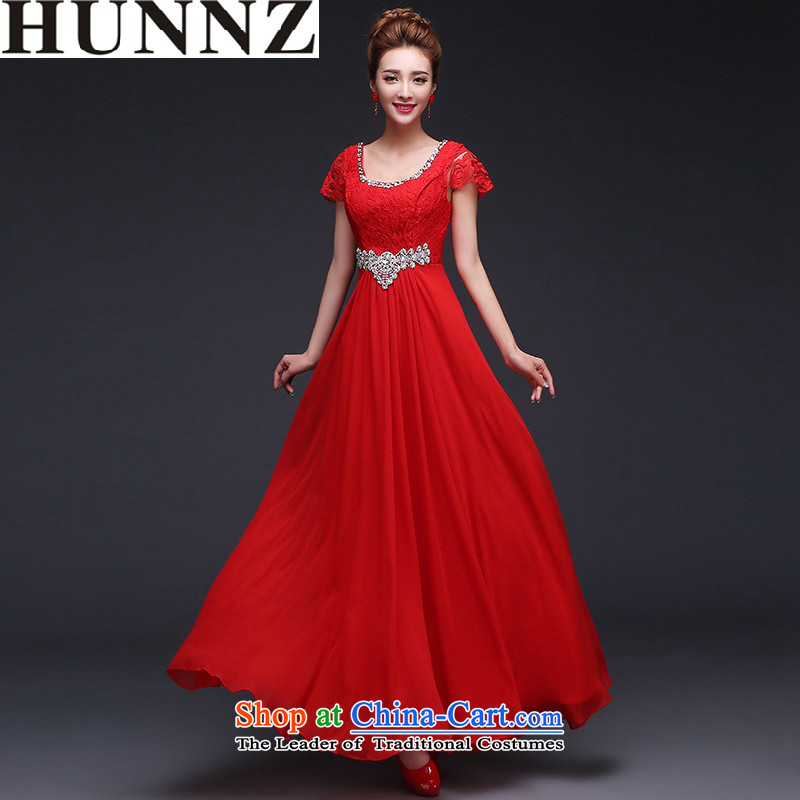 Hunnz 2015 stylish and simple Sau San long lace Bridal Fashion long gown banquet evening dresses red S,HUNNZ,,, shopping on the Internet