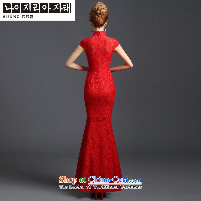 The spring and summer of 2015 New HANNIZI stylish large yards of ethnic banquet evening dresses bows services of Korean brides RED M, Gigi Lai (hannizi) , , , shopping on the Internet