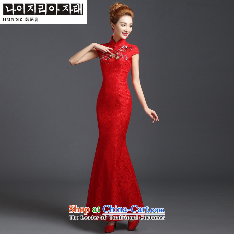 The spring and summer of 2015 New HANNIZI stylish large yards of ethnic banquet evening dresses bows services of Korean brides RED M, Gigi Lai (hannizi) , , , shopping on the Internet