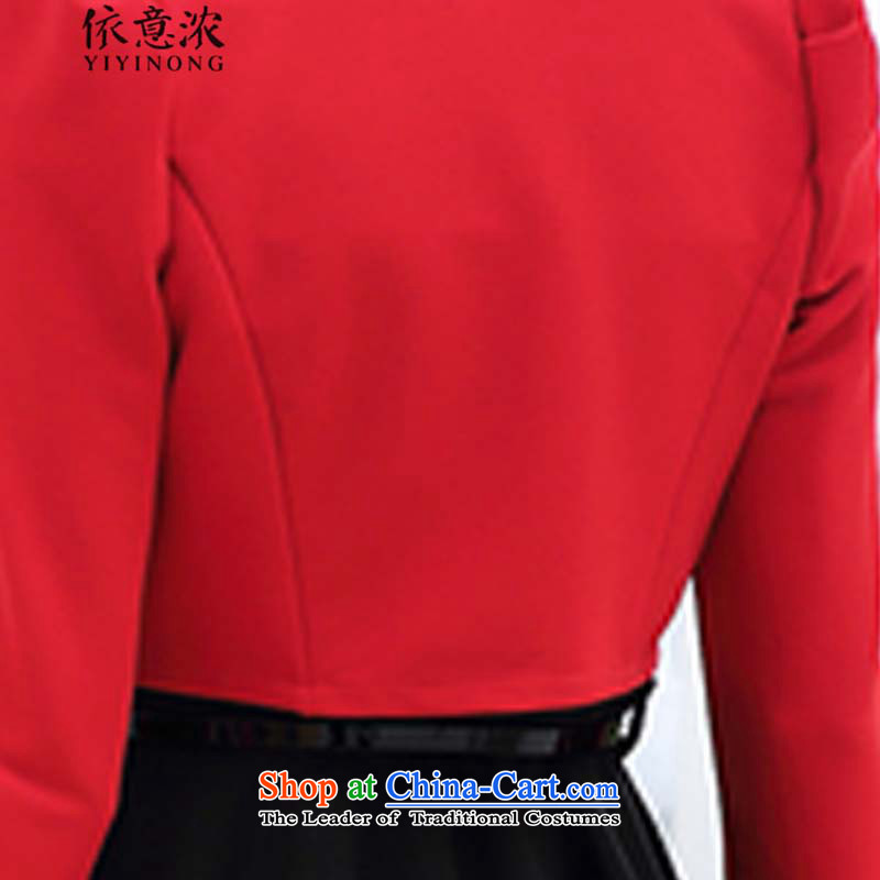 In accordance with the meaning  in the autumn of 2015, with strong two kits dresses sweet long-sleeved gown shawl kit small 6918 red T-shirt + black dress according to the intended enrichment (M YIYINONG shopping on the Internet has been pressed.)