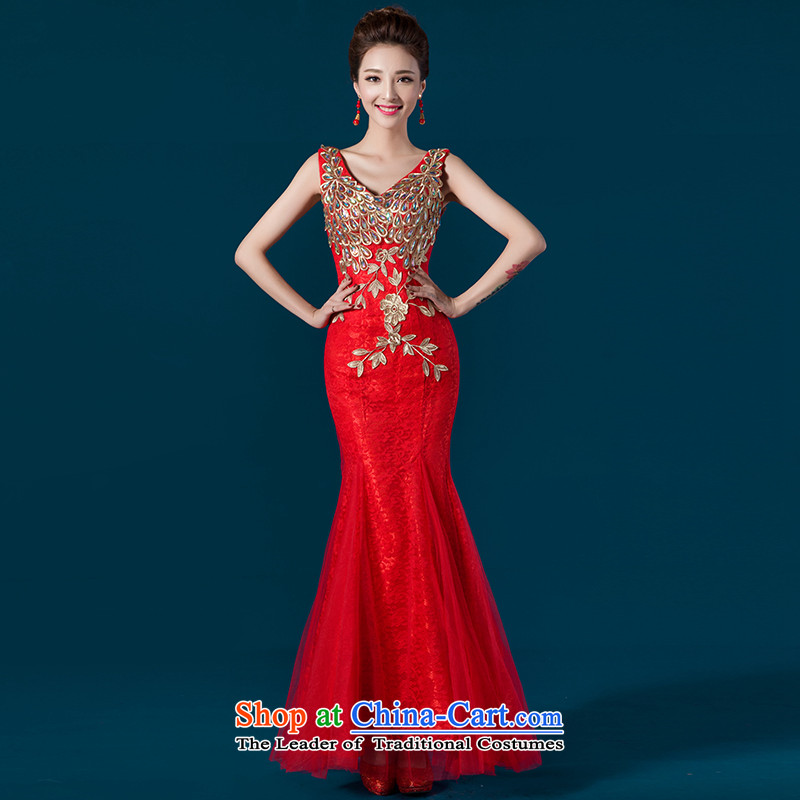 Hannizi 2015 stylish and simple large Sau San crowsfoot bride booking wedding-dress bows services evening dress red?S