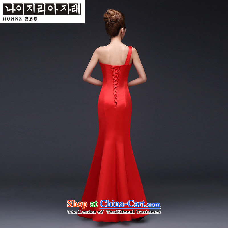 Hannizi 2015 stylish and simple style with large Sau San chest bride dress crowsfoot long service S Korea bows and colorful red (hannizi) , , , shopping on the Internet