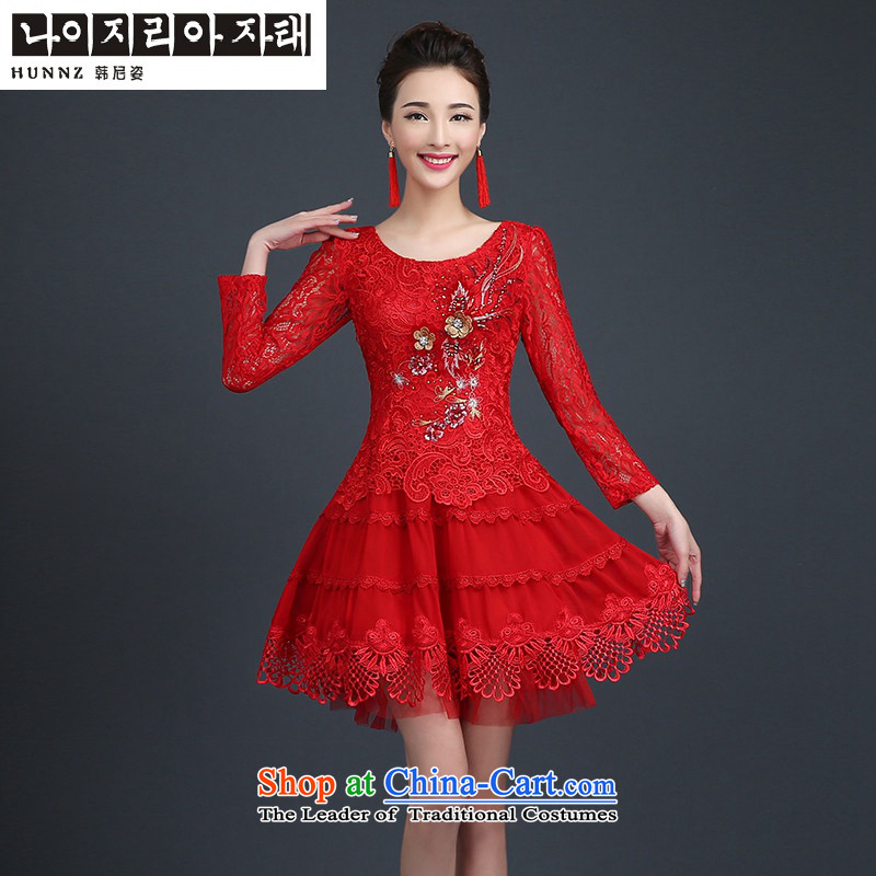 Hannizi 2015 stylish and simple Sau San larger lace bride Wedding Dress Short) bows of Korea, red uniforms Gigi Lai (hannizi) , , , shopping on the Internet