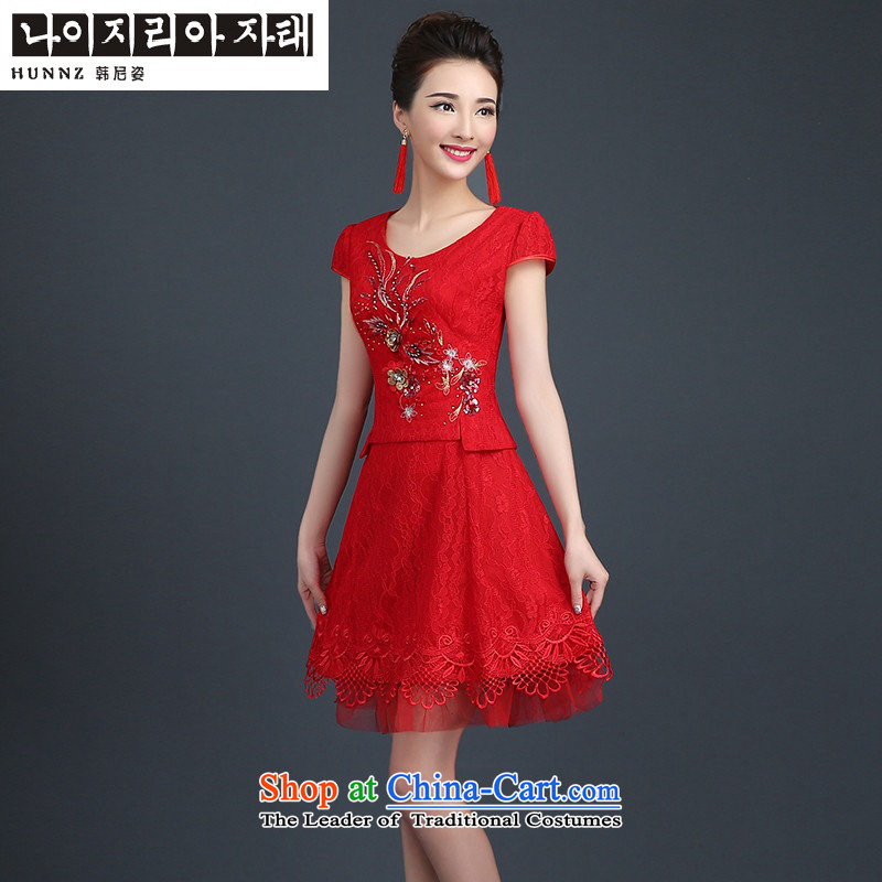 Hannizi 2015 stylish and simple Sau San lace short stylish bride booking wedding dress bows of Korea s red uniforms Gigi Lai (hannizi) , , , shopping on the Internet