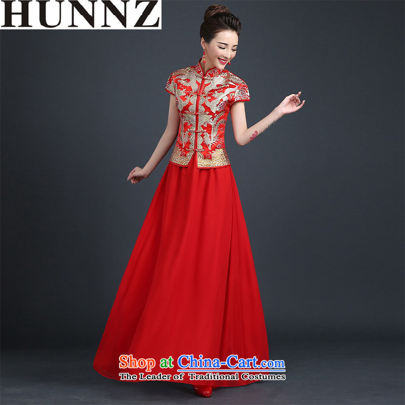 2015 Long dresses HUNNZ ethnic bride wedding dress the wedding banquet red long red M,HUNNZ,,, shopping on the Internet