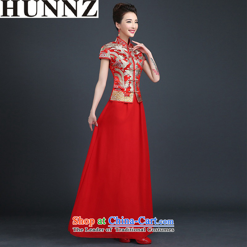 2015 Long dresses HUNNZ ethnic bride wedding dress the wedding banquet red long red M,HUNNZ,,, shopping on the Internet