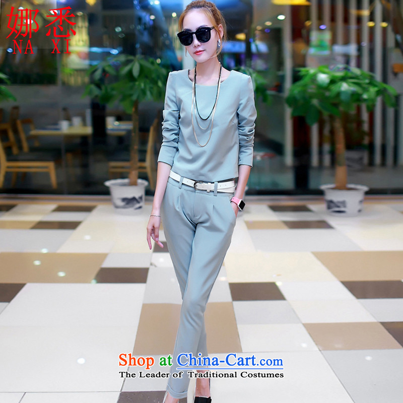 The real concept of 2015 Women's kit installed new long-sleeved early autumn small incense wind of Sau San Yuan two kits A9685 Female Light Gray (NAXI people M knows) , , , shopping on the Internet