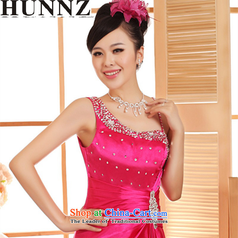 2015 Long dresses HUNNZ stylish shoulder solid color new spring and summer bride wedding dress in red XL,HUNNZ,,, bows Services Online Shopping