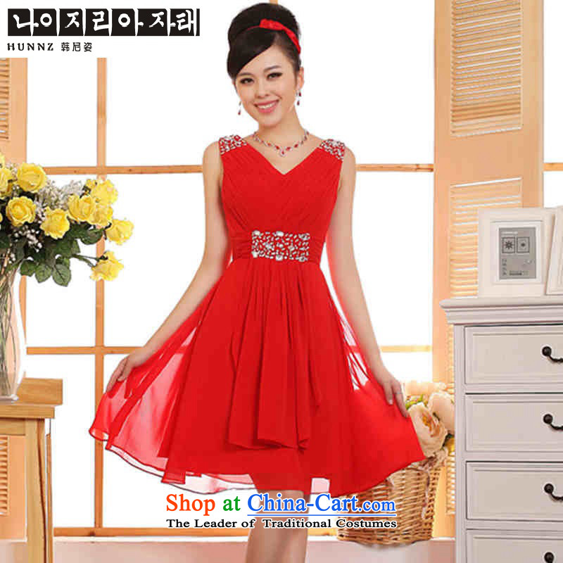 Hannizi 2015 stylish and simple large Sau San bride wedding dress the wedding-dress the word shoulder RED?M