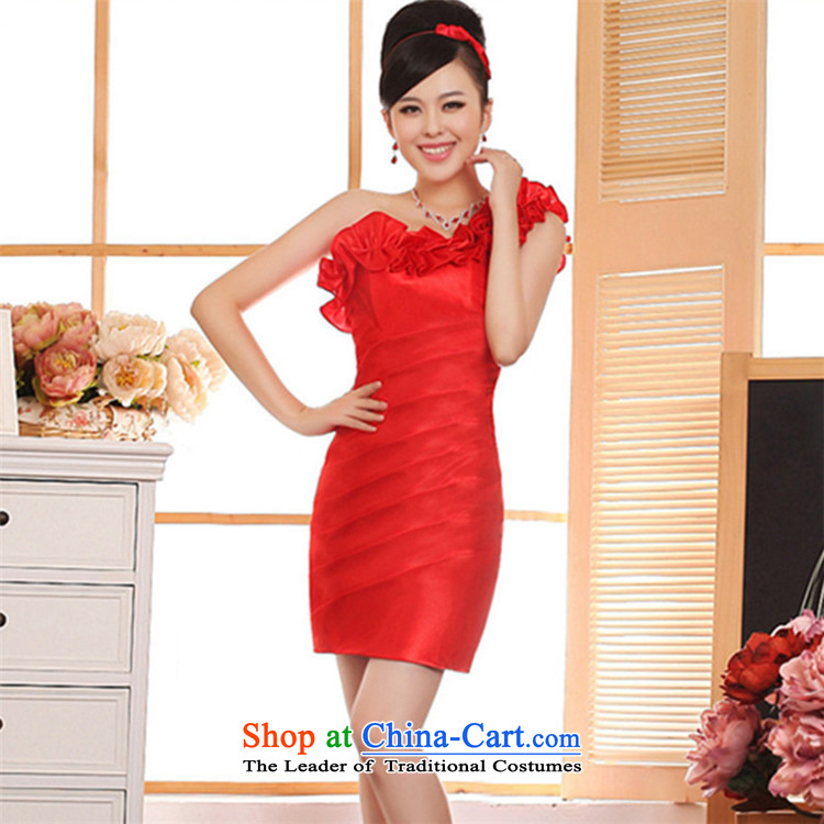 2015 princess Skirt holding HUNNZ short single shoulder solid color bride minimalist wedding dress evening dress uniform red XXL toasting champagne picture, prices, brand platters! The elections are supplied in the national character of distribution, so action, buy now enjoy more preferential! As soon as possible.