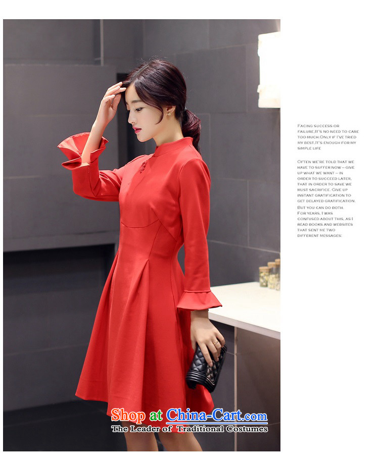 The 2015 autumn and winter Ms. New Pure Color China wind dresses minimalist retro style, a Korean word waist skirt Sau San hundreds pleated skirts petals cuff 2 red L picture, prices, brand platters! The elections are supplied in the national character of distribution, so action, buy now enjoy more preferential! As soon as possible.
