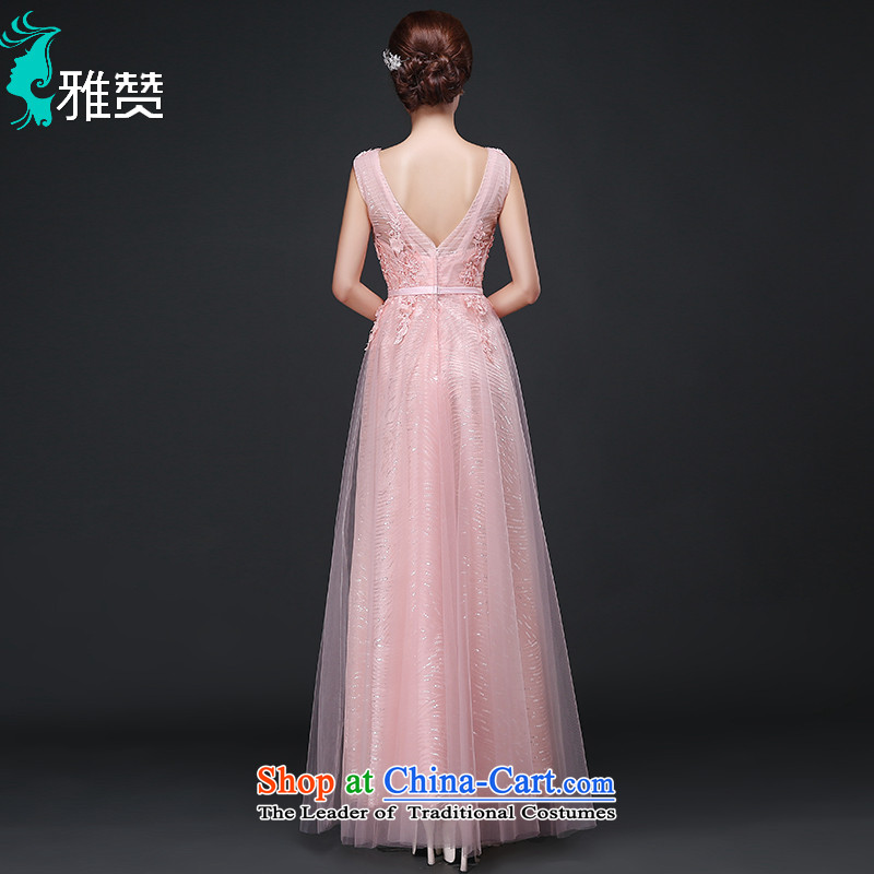 The annual meeting of the Zambia evening dresses long bride services pink flowers of the bows moderator dress shoulders V-Neck Sau San thin nail-ju on graphics chip pink M Nga Chan (YAZAN) , , , shopping on the Internet