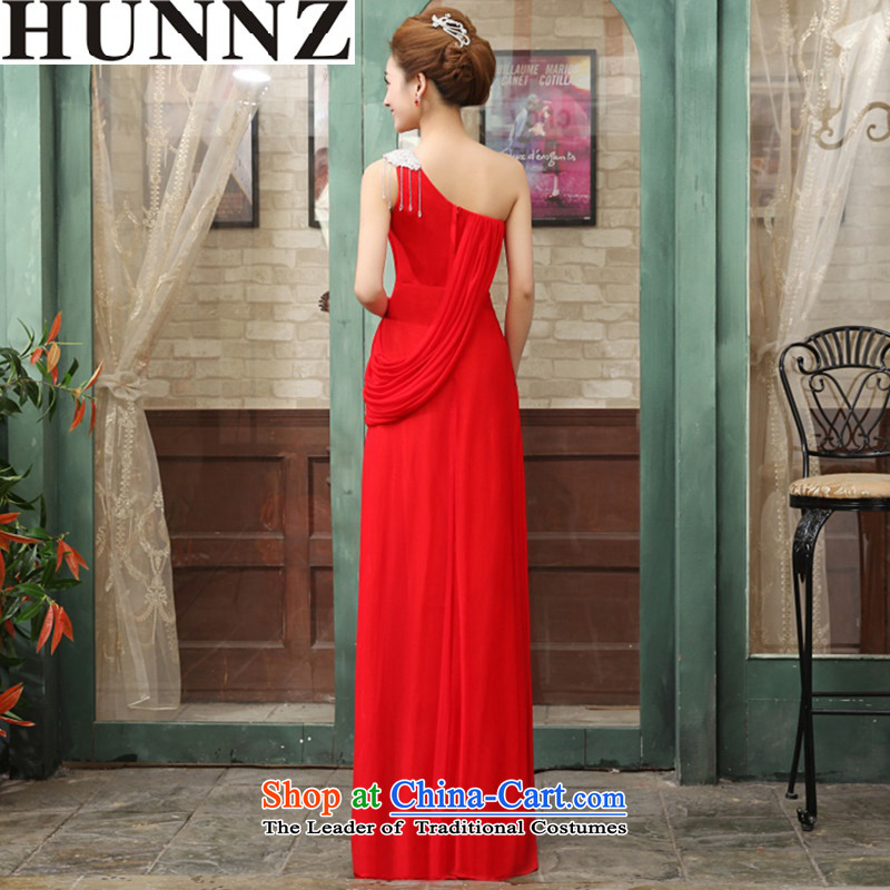 Click shoulder length HUNNZ 2015 stylish solid color bride booking wedding-dress bows services banquet evening dresses red L,HUNNZ,,, shopping on the Internet