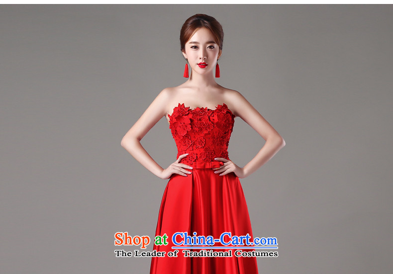 Tslyzm2015 new bride autumn and winter Wedding Dress Short, bows to serve evening out chest lace Satin pearl of the nails banquet dresses damask skirt red long XXL picture, prices, brand platters! The elections are supplied in the national character of distribution, so action, buy now enjoy more preferential! As soon as possible.