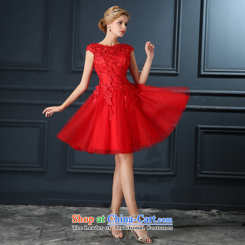 Time Syrian brides fall/winter 2015 new package shoulder lace bows to fall short of the Red Wedding Dress Annual Dinner of the marriage wedding dresses performances small red XL, Syria has been pressed time shopping on the Internet
