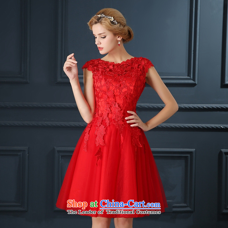 Time Syrian brides fall/winter 2015 new package shoulder lace bows to fall short of the Red Wedding Dress Annual Dinner of the marriage wedding dresses performances small red XL, Syria has been pressed time shopping on the Internet