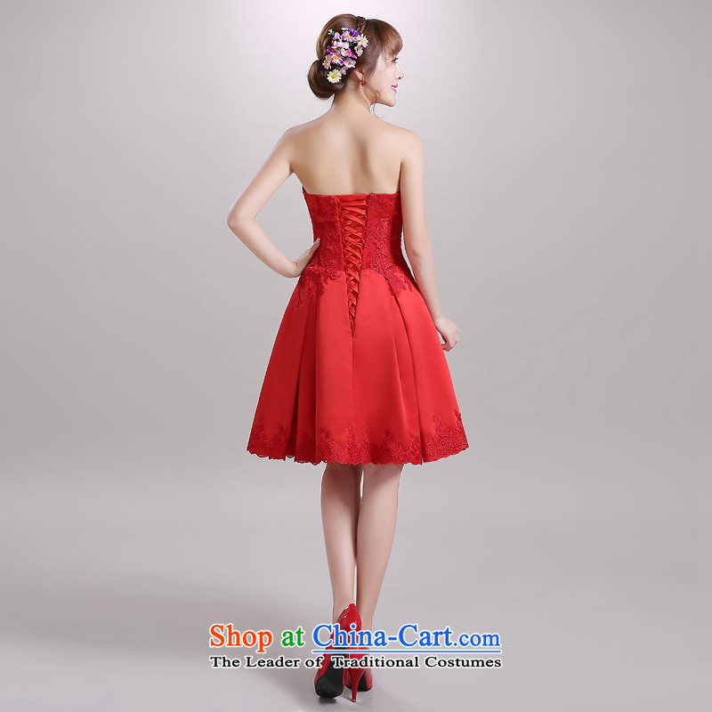 Talk to Her Wedding Dress Short) 2015 autumn and winter new bride bows services and chest Korean dress code red , L, whisper to Madame shopping on the Internet has been pressed.