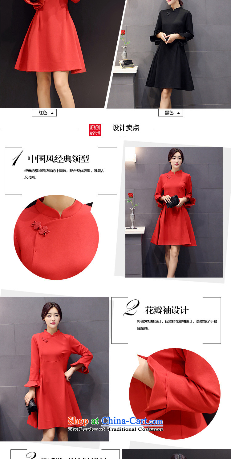 Zen Ying dress dresses autumn 2015 New China wind up large red clip retro collar horn in the Cuff Long skirts black L picture, prices, brand platters! The elections are supplied in the national character of distribution, so action, buy now enjoy more preferential! As soon as possible.