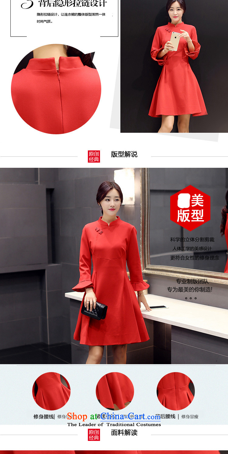 Zen Ying dress dresses autumn 2015 New China wind up large red clip retro collar horn in the Cuff Long skirts black L picture, prices, brand platters! The elections are supplied in the national character of distribution, so action, buy now enjoy more preferential! As soon as possible.