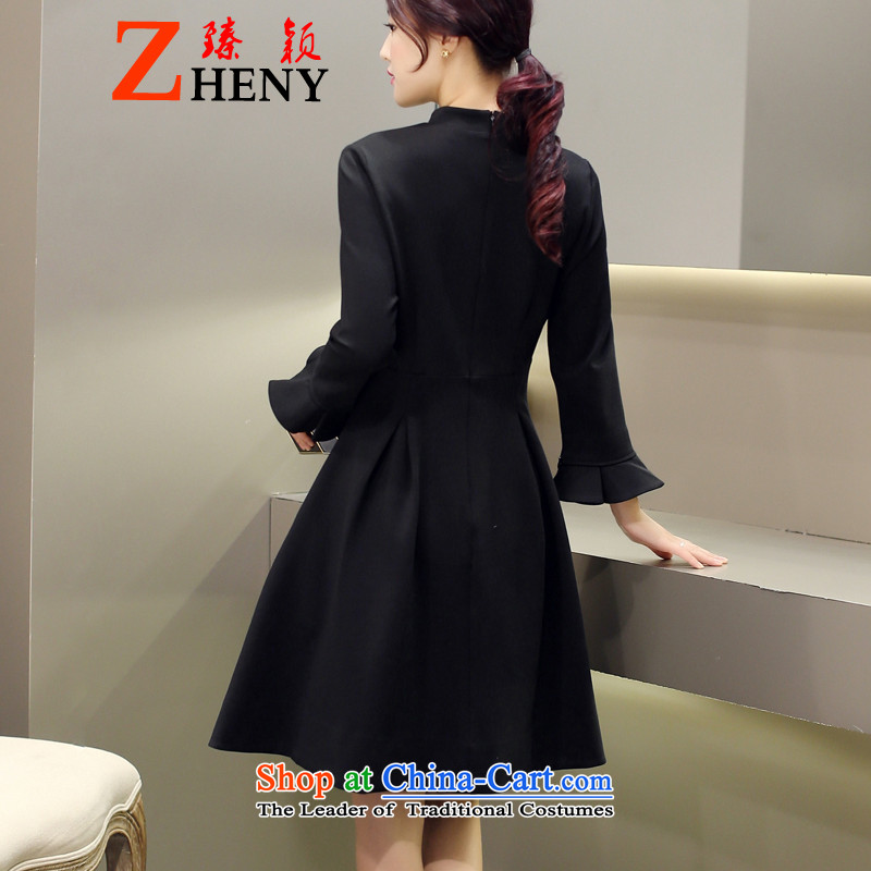 Zen Ying dress dresses autumn 2015 New China wind up large red clip retro collar horn in the Cuff Long skirts black , L, happy times (发南美州之夜) , , , shopping on the Internet