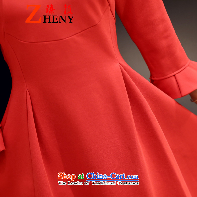 Zen Ying dress dresses autumn 2015 New China wind up large red clip retro collar horn in the Cuff Long skirts black , L, happy times (发南美州之夜) , , , shopping on the Internet
