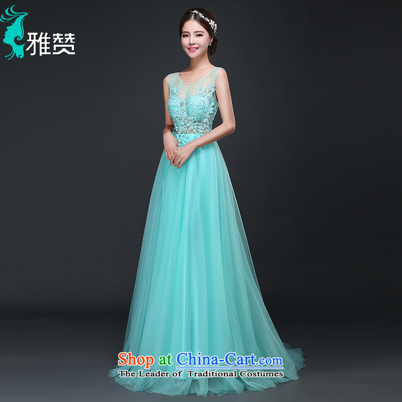 The annual meeting of the Zambia evening dresses Toastmaster of evening dress long 2015 new autumn small trailing bridesmaid service female Lake Blue M, Jacob Chan (YAZAN) , , , shopping on the Internet