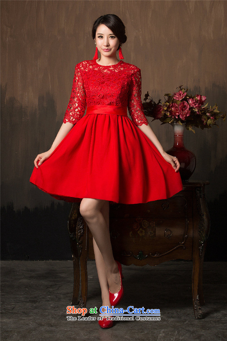Joshon&joe wedding dresses in the spring and autumn 2015 cuff red one word marriage bows shoulder lace short of small dress photo color stage S picture, prices, brand platters! The elections are supplied in the national character of distribution, so action, buy now enjoy more preferential! As soon as possible.