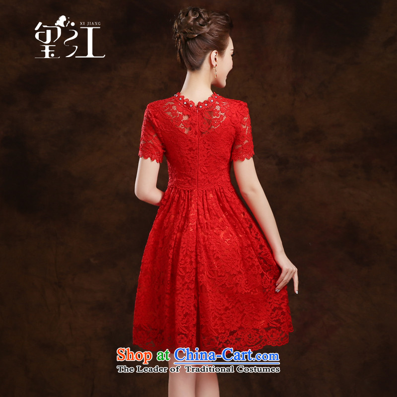 Seal the bride pregnant women serving drink Jiang short, Wedding Dress 2015 autumn and winter wedding dresses red lace evening dress in waist, Female Red Seal, L, President Jiang has been pressed shopping on the Internet